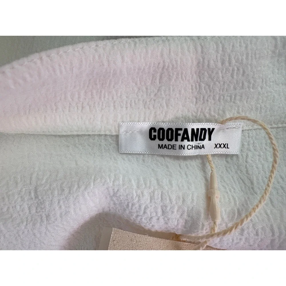 NWT COOFANDY Mens White 2 Piece Henley Shirt and Pants Set Lounge XXXL Beachwear - Picture 12 of 16